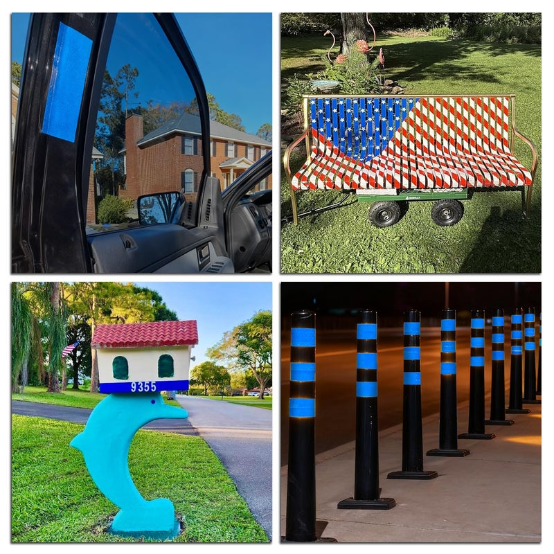 SWRT Reflective Tape 2 Inch x 30 Feet DOT-C2 Shining Star Fade Resistant Blue Reflective Tape Outdoor Waterproof Strong Adhesive Safety Warning Tape Reflector Conspicuity Tape for Trailer Trucks Bike - Image 5